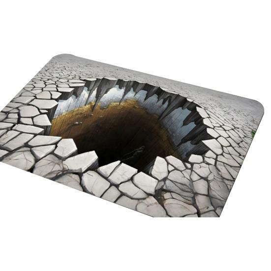 3D Оптическая Иллюзия Напольный Коврик Реалистичная Яма Придверный Коврик для Гостиной и Прихожей Нескользящий Мягкий Подходящий для Домашних Животных Ковер Интерактивный Ковер с Визуальным Эффектом