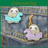 Charming Cartoon Sloth Enamel Pin In Mint Green Ideal For Stylish Lapel Accessories