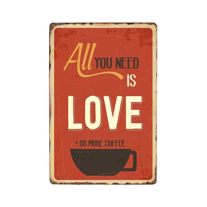 Retro Metal Coffee Tin Signs Cafe Shop Plaque Vintage Bar Pub Wall Decorative Poster Home Decor 20x30cm