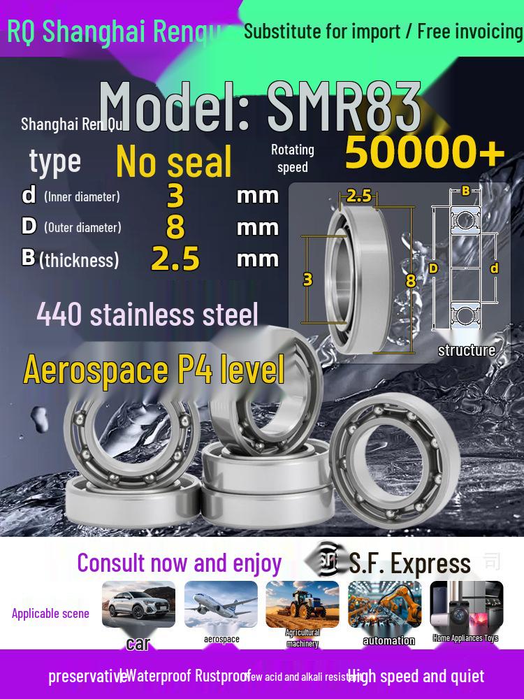High-Speed Mini Micro Bearings Set: 440 Stainless Steel, 4 Models, 3 Bearings Each, Inner Diameter: 1, 2, 5, 6, 7, 8, 9, 10, 12mm