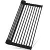 Silicone X TITIROBA Dish Over the Foldable Dish Compact Over the Sink Dish Wide Drying Black [Non-slip Rust-proof] Drainer, Sink, Tray, Silicone,