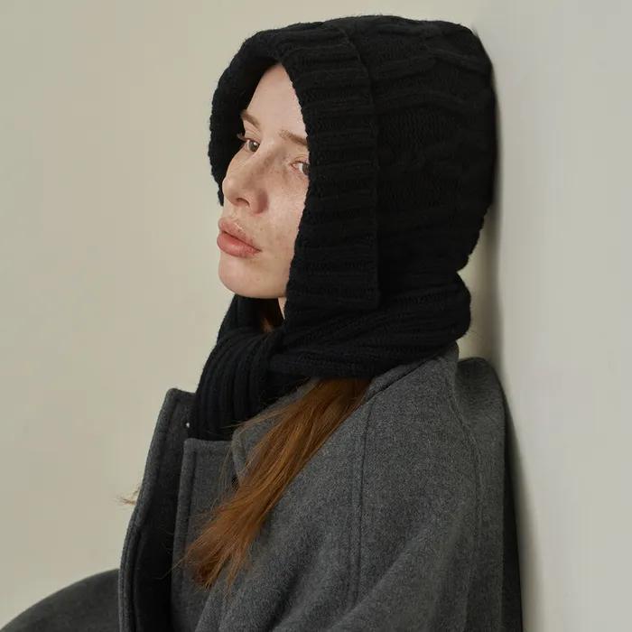 Wool knit muffler balaclava, Esme_3 colors