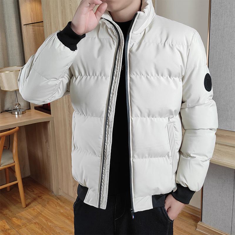 Brand Men's Thick Warm Down Cotton Jacket - Autumn/Winter Casual Stand Collar, Slim Fit.