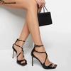 Мода 2025 Лето Новинка Лакированная кожа Женские гладиаторские сандалии Модные Квадратный носок Шпилька Высокий каблук Вечерние туфли для платья Сандалии