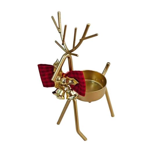 Yousheng Christmas Reindeer Tealight Candle Holder Gold Iron Decoration for Table Window Versatile Christmas Holiday Decor