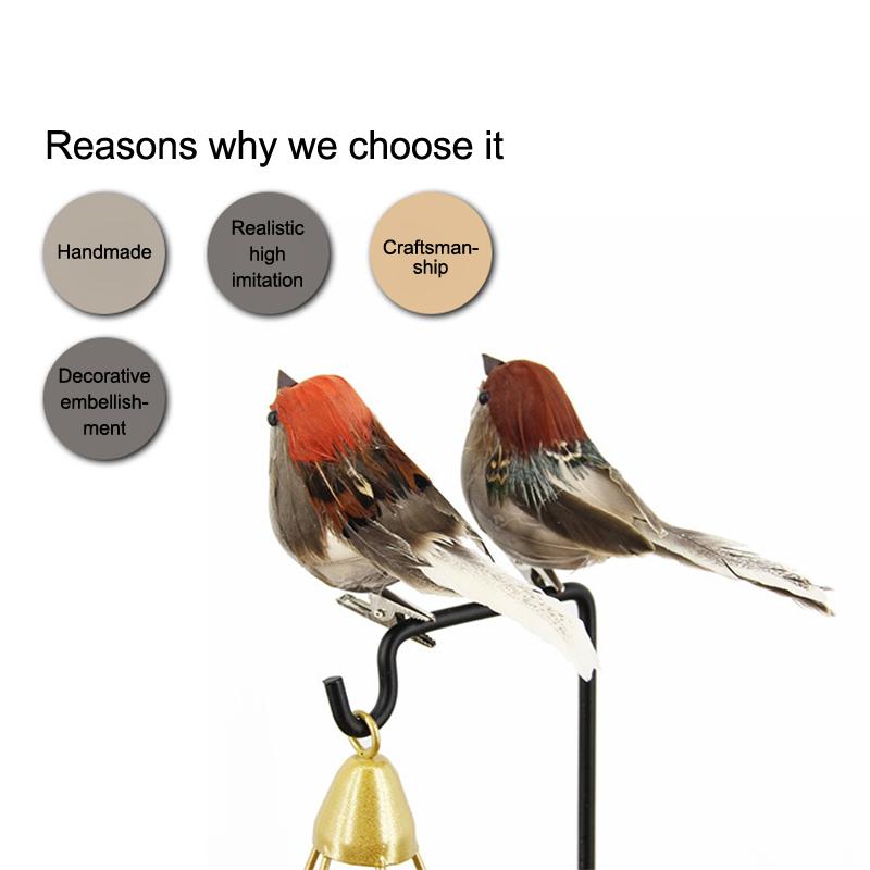 1Pcs Artificialfeather Birds, Simulated Sparrows, Simulated Bird Props, Branches, Garden Decorations
