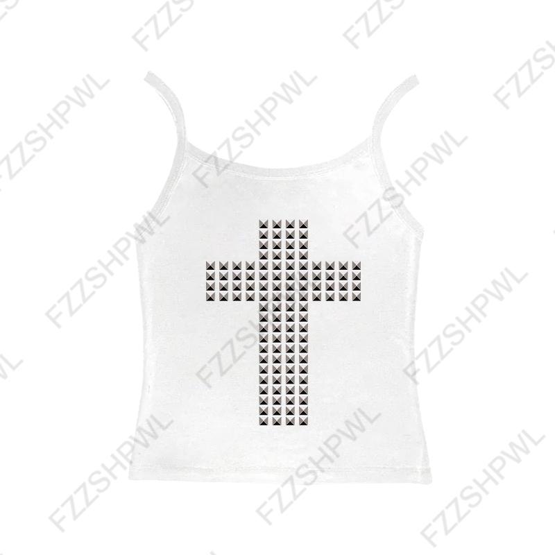 VAYLA Готическая Панк Рок Хип Хоп Женская Футболка с Коротким Рукавом Сексуальная Приталенная Шикарная Повседневная Базовая Металлический Декор Кроп-топы Y2K Эмо Одежда для Девушек