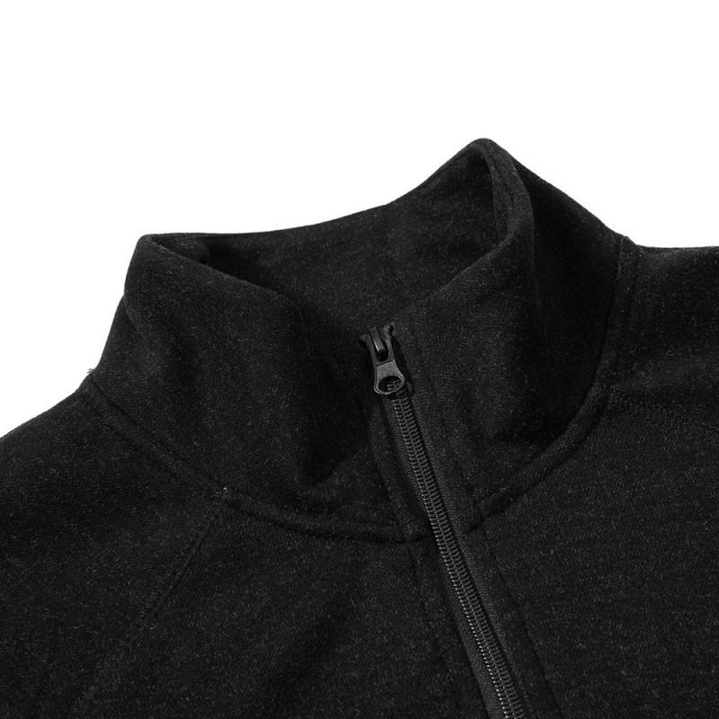 Mens Stand Collar Zip Up Sweatshirt Solid Color Loose Fit Streetwear Casual Top