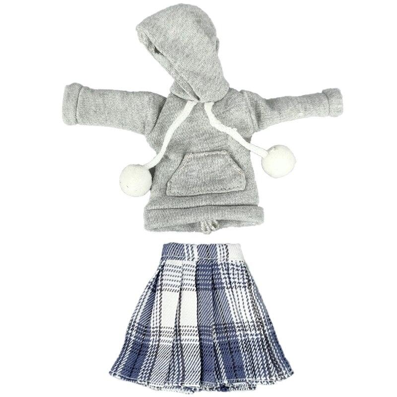 Модные толстовки с капюшоном, плиссированная юбка для куклы Барби, одежда, комплект одежды для студентов, 1/6 аксессуары для кукол, игрушки в подарок