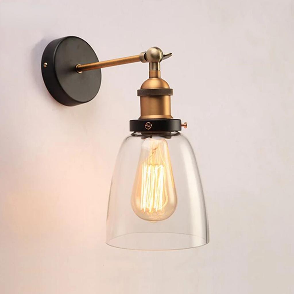 New Stylish Retro Vintage Industrial Loft Wall Sconce with Clear Glass Shade and Metal Triangle Oval Design - Vintage Industrial