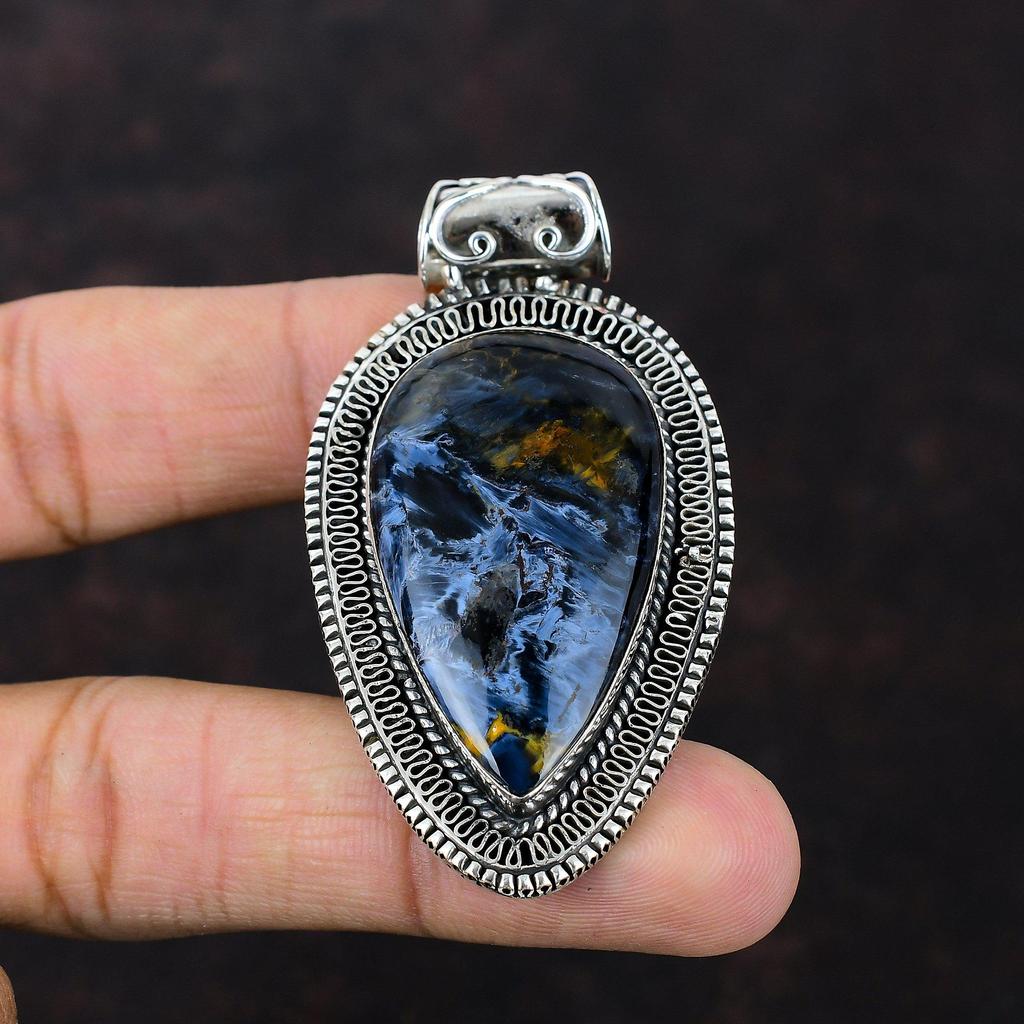 Pietersite Pendant 925 Sterling Silver Pendant Handmade Pietersite Jewelry Very Pretty Vintage Pendant Genuine Gemstone Jewelry Gift For Him