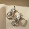Retro Double Loop Design Drop Earrings Gold Color Geometric Round Hoop Earrings for Women Girls Punk Hip Hop Fashion Jewelry
