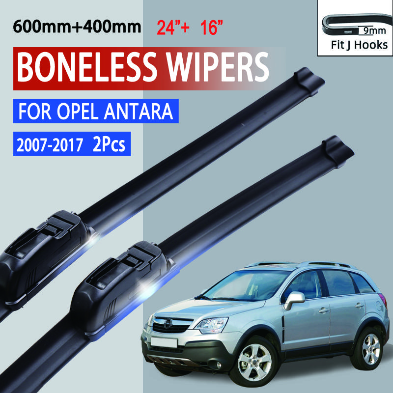 Для Opel Antara 2007-2017 автомобильный стеклоочиститель U-образный мягкий резиновый бескаркасный без кронштейна HD автомобильные дворники 24"+16"