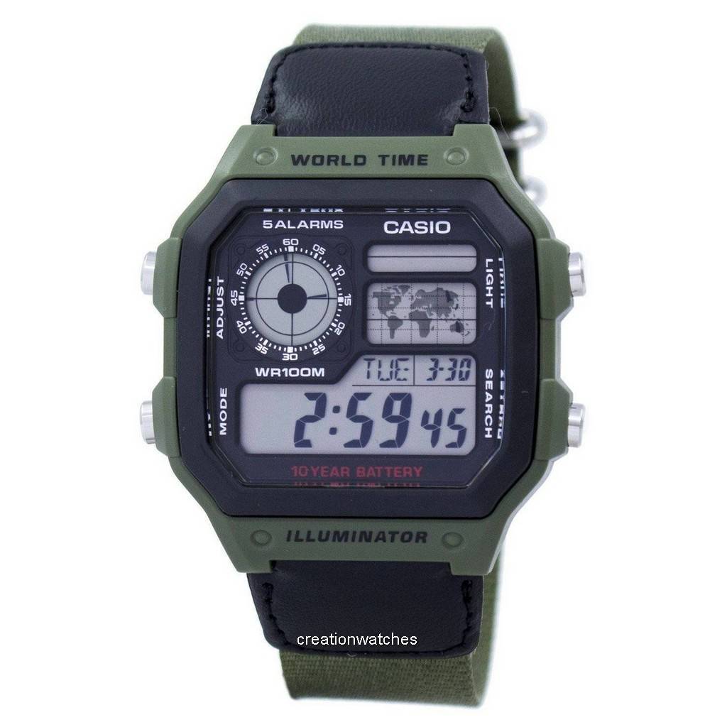 Casio World Time Alarm Digital AE-1200WHB-3BV AE1200WHB-3BV Мужские часы