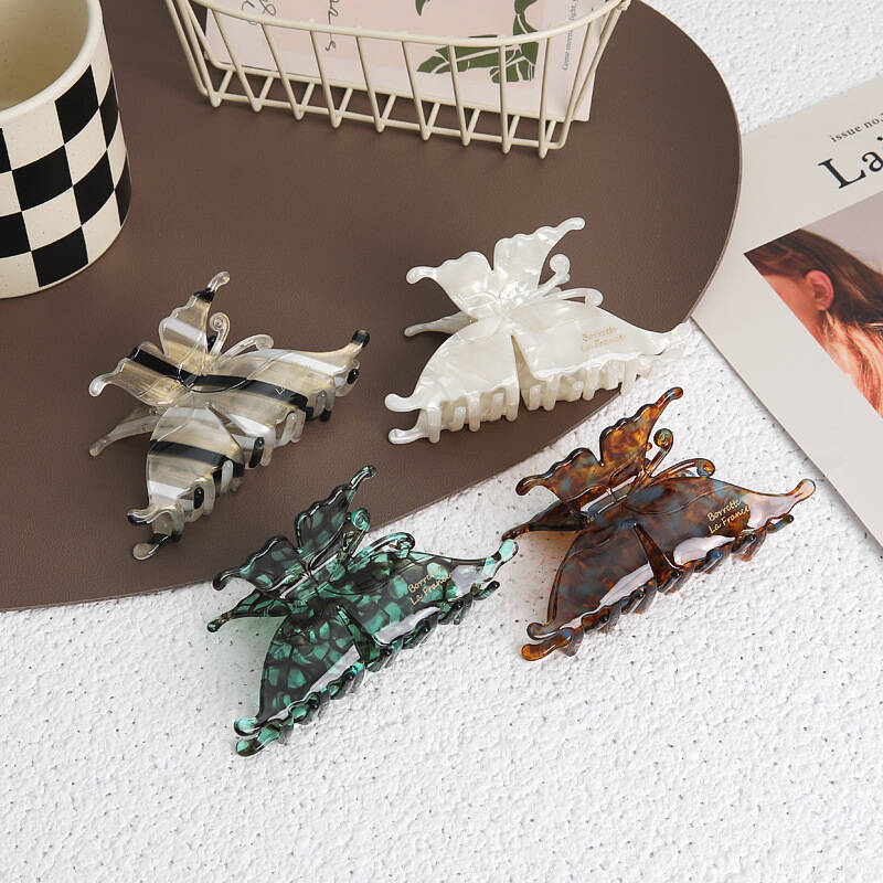 Изысканные ацетатные заколки для волос Элегантные заколки-бабочки Заколки-акулы для волос Барретты для женщин Корейский дизайн Аксессуары для волос Головные уборы Подарок