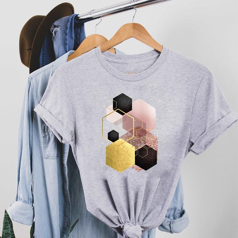 Милая футболка с акварельным геометрическим рисунком 90-х годов, модная футболка, стиль одежды, тренд, повседневная женская футболка с коротким рукавом и принтом, женская футболка с рисунком