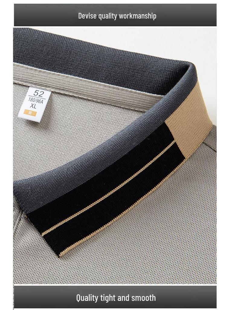 Мужская летняя футболка-поло с коротким рукавом - Дышащая футболка в стиле колор-блок, деловая повседневная, с отложным воротником