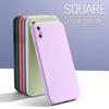 Square Liquid Silicone Phone Case For iPhone 12 13 14 15 11 Pro Max Mini XS X XR 6S 7 8 Plus SE Thin Soft Cover Candy Fundas