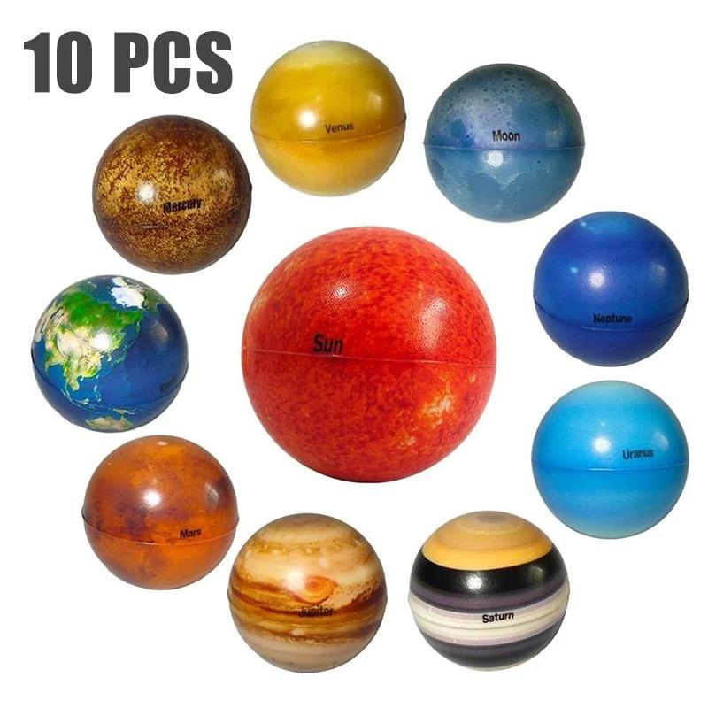 Children Eight Planets Bouncy Ball Stress Relief Toys Moon Solar System Education Science Decompression Squeeze Toy Teaching Aid