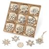 45Pcs Christmas Drop Ornament Handmade Wooden Snowflakes Craft Art Kit Hanging Decoration for Christmas Tree Candy Bag Filler Merry Christmas Gift