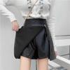 2023 Fall/Winter High-Waist PU Leather Sexy Hip-Covering A-Line Skirt