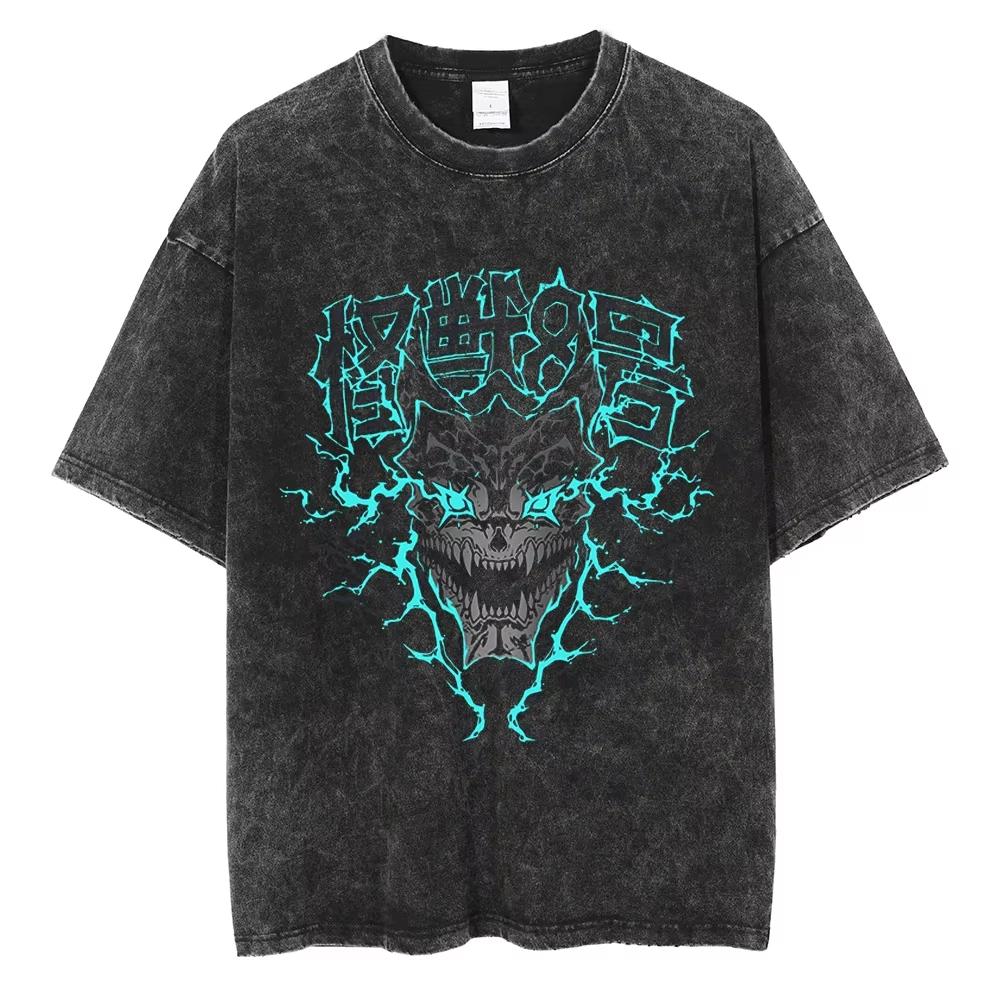 Мужская футболка Streetwear Японское аниме Kaiju No Chainsaw Man Принт Футболка Харадзюку Хлопок Свободная Летняя С коротким рукавом Топ
