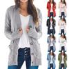 Womens Boho Patchwork Cardigan Long Sleeve Open Front Knit Sweaters Coat Pockets