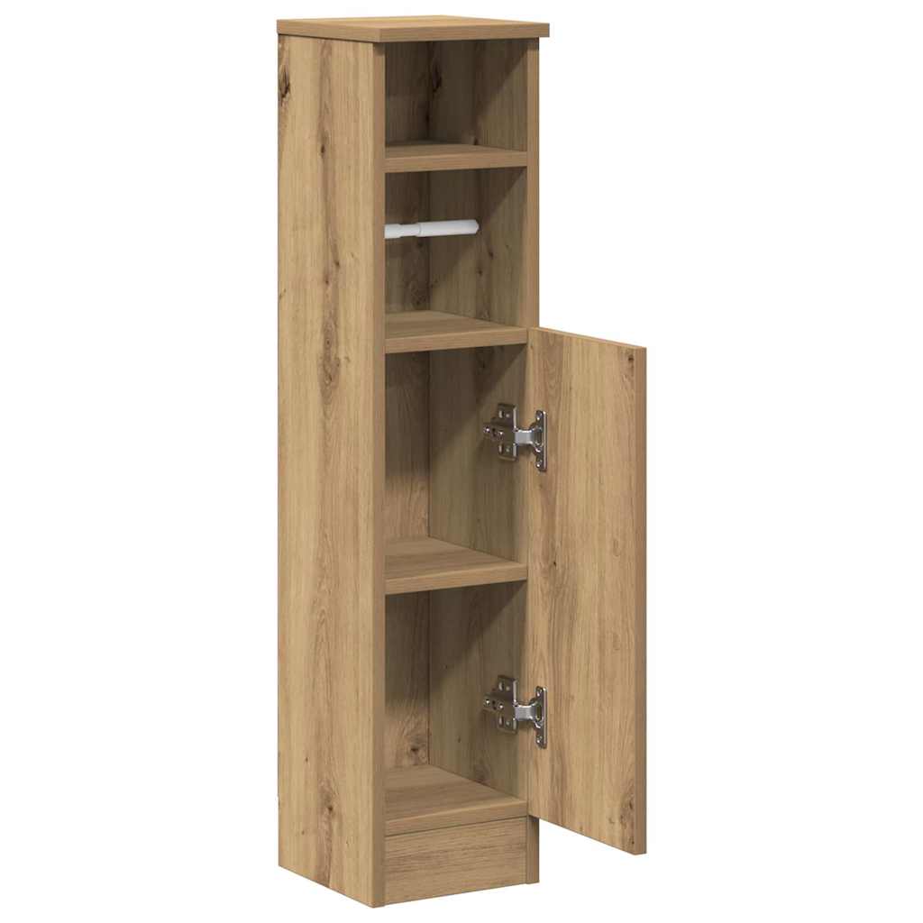 Bathroom Cabinet with Toilet Paper Holder Artisan Oak Finish 20.5 x 22 x 90 cm