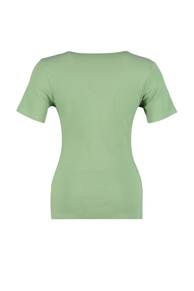 Women's Style Plus Size Navy Blue Collar Detailed Ribbed Knitted T-shirt