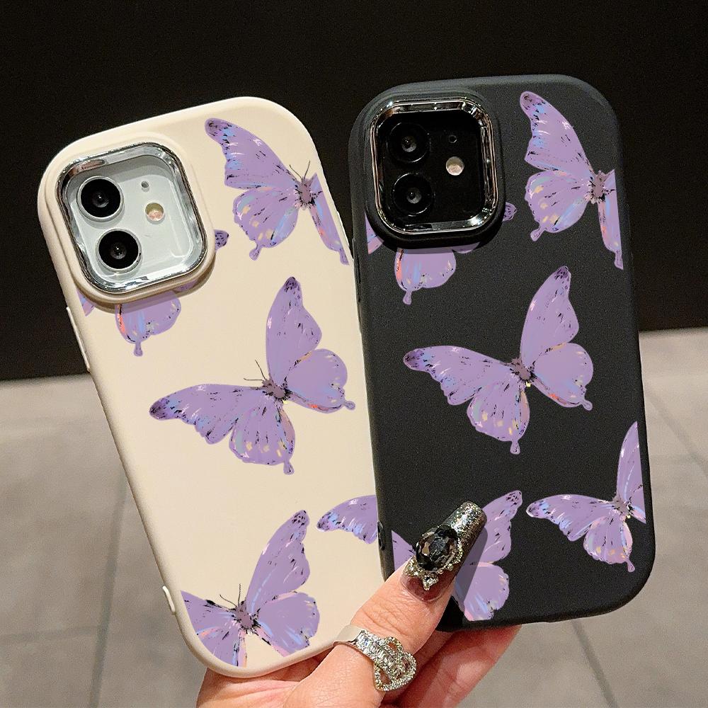 Solid Color Silver Edge Lens Soft Liquid Silicone Shockproof Phone Case for iPhone Samsung Huawei Honor Xiaomi Redmi OPPO Realme Vivo Infinix Tecno