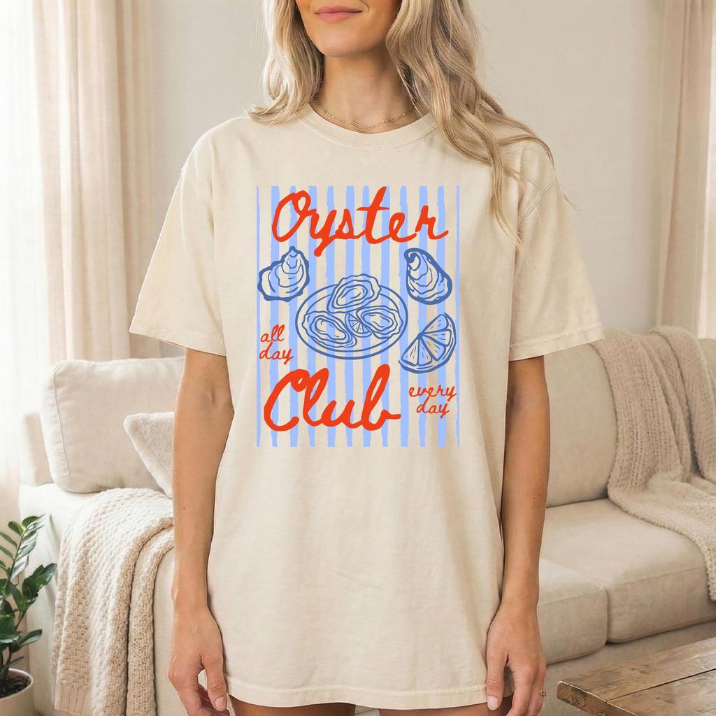 Comfort Colors Oyster Club Shirt, Vintage Beach Summer Coastal Tee