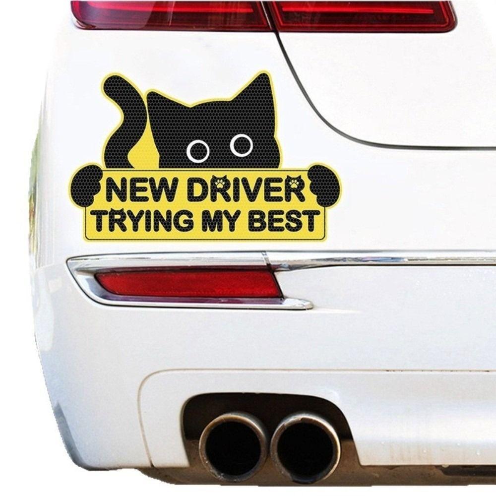 1 Set Self-Adhesive Car Sticker Reflective New Driver Sign Funny Car Decal Beginner Drivers