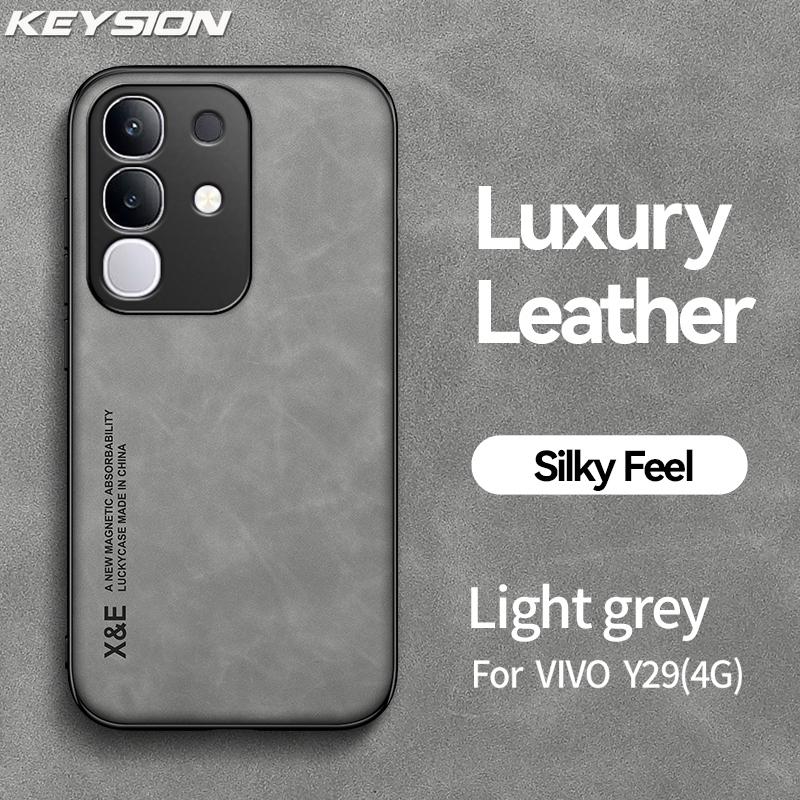 KEYSION Роскошный ретро чехол для телефона из искусственной кожи для VIVO Y29 4G, мягкий силикон + противоударный чехол для задней панели телефона из поликарбоната для VIVO Y29