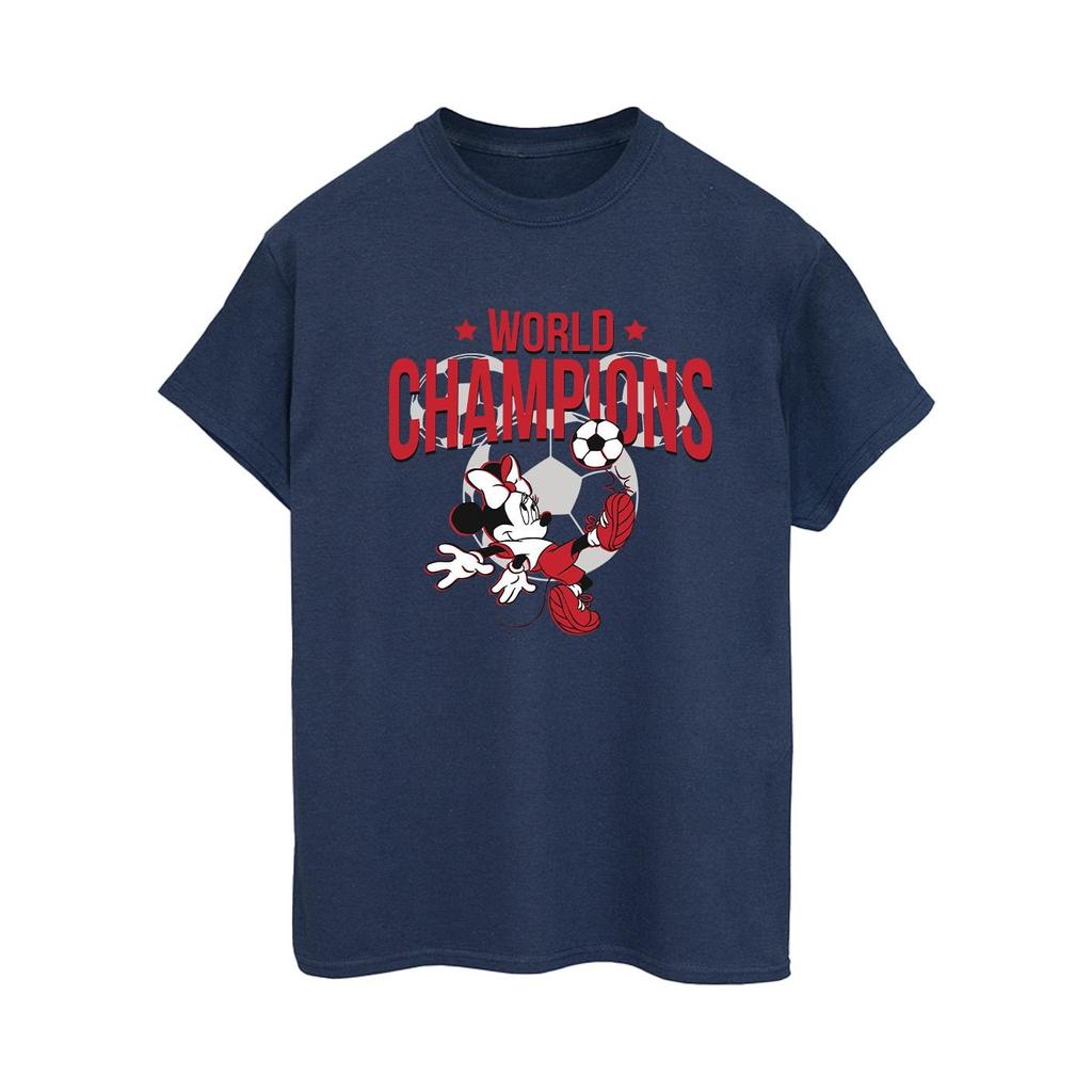 Disney Womens/Ladies Minnie Mouse World Champions Cotton Boyfriend T-Shirt