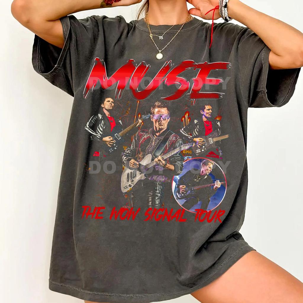 Rock band Muse The Wow! Signal Graphics Unisex T-Shirt 100% cotton, new summer 2026 collection, oversized, men's and women's, retro Y2K fashion.