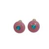 Medieval court enamel glaze French light luxury retro niche design temperament peach heart stud earrings button gemstone earrings