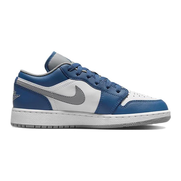 Детские кроссовки Air Jordan 1 Low GS True Blue Cement Cement-Grey White 553560-412