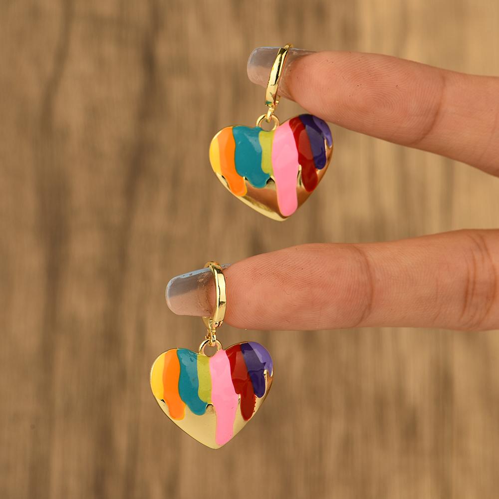 Drip Oil Love Dangle Earrings for Women Small and Exquisite Temperament Girls Party Gift Jewelry Wholesale