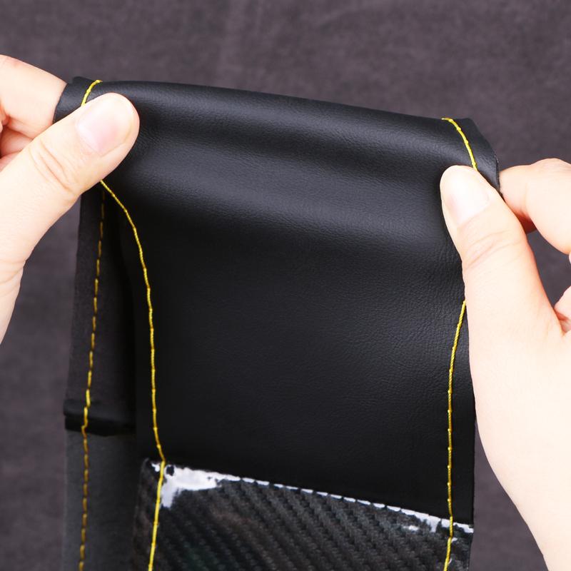 DIY Car Steering Wheel Cover Carbon Fiber Black Superfiber Leather 38cm Hand-Sewn Vehicle Wheel Wrap Comfortable Grip Anti-slip