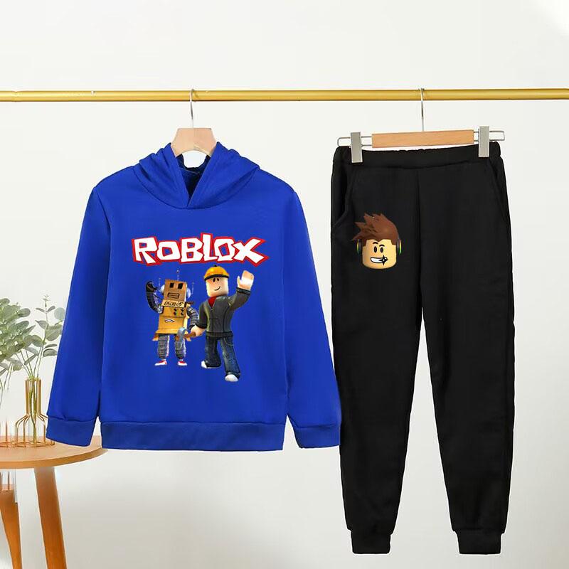 Roblox Children Hoodies Clothes Anime Spr Autumn Boys Girls Hoodies Set Kid Harajuku Fashion Pullover Tops+Pant Suit