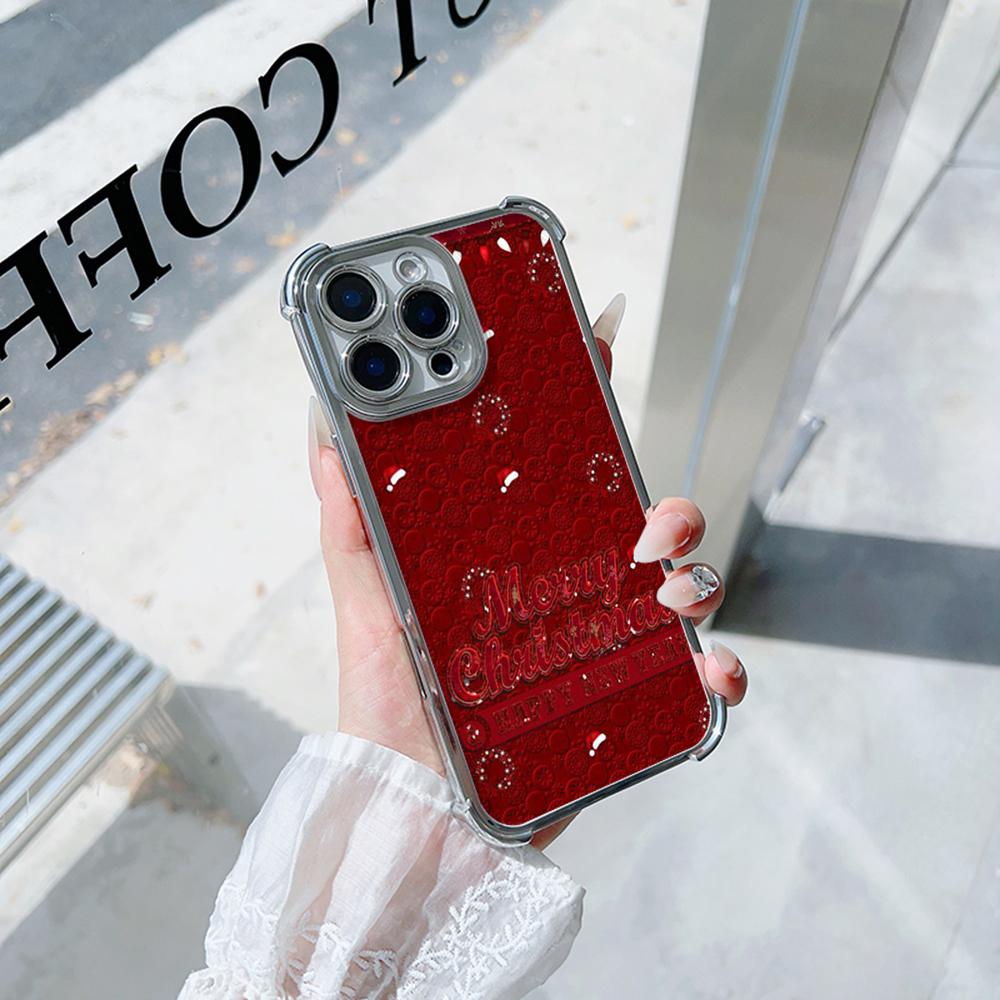 Чехлы для телефонов Ae114 Merry Christmas Christmas tree art из гальванизированного ТПУ для Samsung A54 A12 A14 S22 S23 S24 Ultra A55 A15 с четырьмя защитными углами