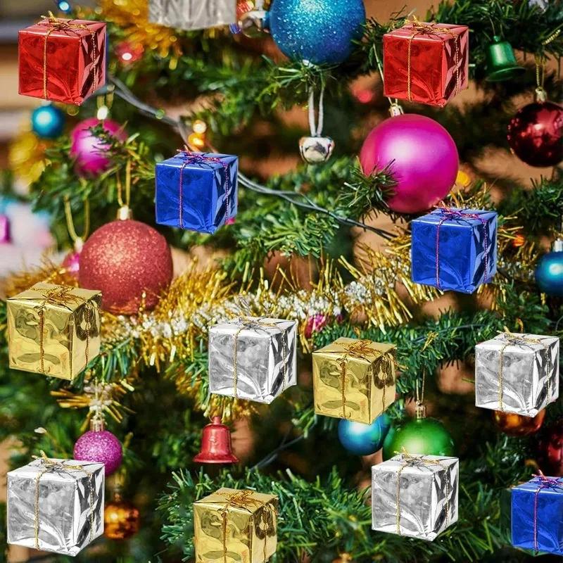 12/120 шт. Мини Рождественские Пенопластовые Подарочные Коробки Рождественские Украшения Подарки Подвески для Рождественской Елки Для Украшения Новогодней Вечеринки Принадлежности
