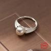 Xiaomi BFCLUB  Silver Color Rings For Women Simple Finger Open Vintage Handmade Pearl Ring Allergy For Party Birthday Gift