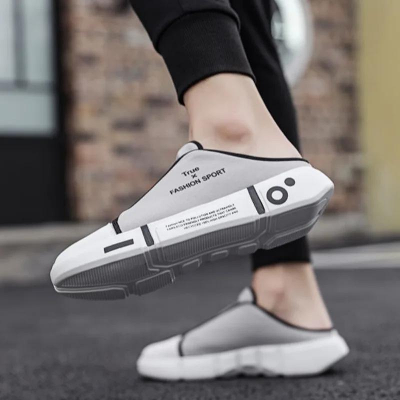 Летние инновационные дизайнерские мужские повседневные тапочки, модные легкие дышащие туфли на плоской подошве, парусиновые туфли, пляжные сандалии для отдыха на открытом воздухе 2024