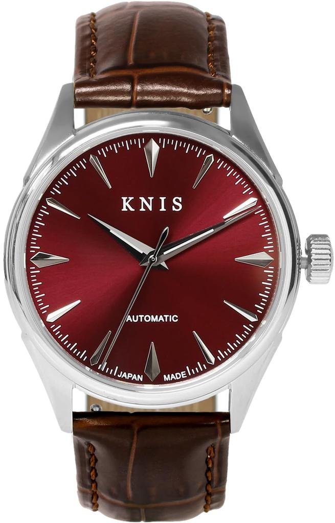 KNIS Varnish Made In Japan Automatic Watch Sapphire Glass 10 ATM Water Resistant Mechanical Wine Red Brown Leather Men's KN001-RDBRLE
