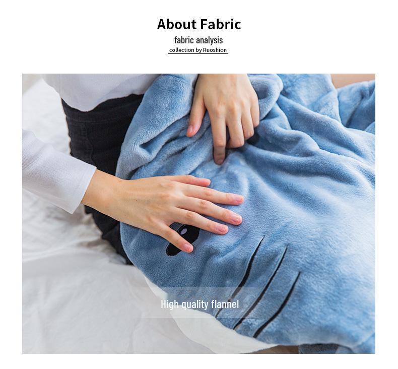 Спальный мешок с капюшоном Shark Flannel: Милое мультяшное цельное пижамное одеяло