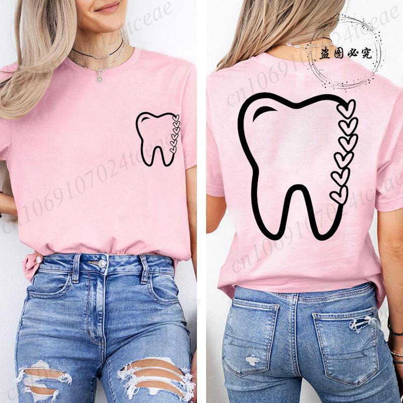 Women Dental Graphic T Shirt Clothes Funny Letter Print T-Shirts Short Sleeve Tee Shirts Summer Fashion Female T-Shirts Clothing