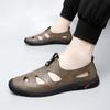Sandals Men's 2025 Summer New Casual Hollow Breathable Leather Shoes Men's Non-slip Hole Shoes Soft-soled Leather Sandals