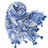 180*88cm Bohemian Blue and White Floral Print Scarf Headscarf Arabian Scarf Middle East Dubai Turkey Palestinian Hijab Scarves