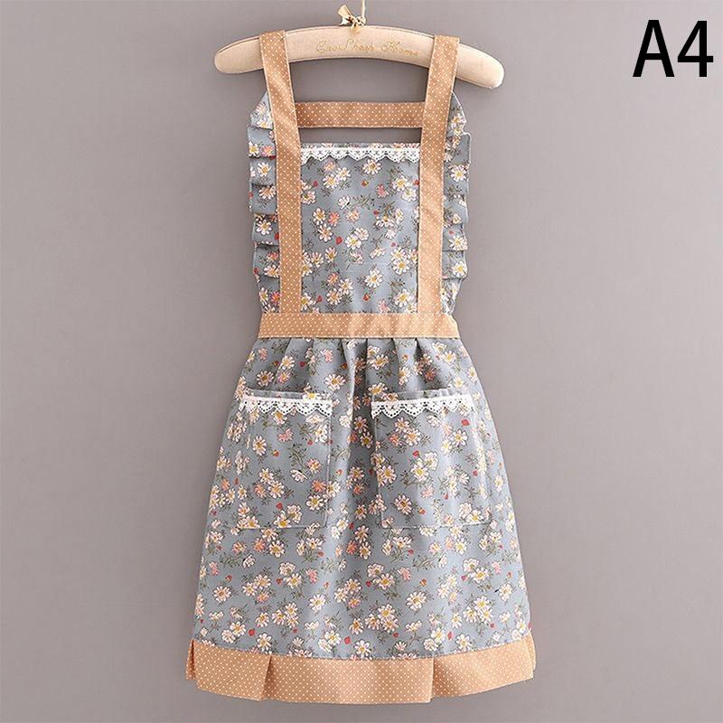 Хлопковый холст с цветочным принтом для женщин, кухонный маслостойкий фартук с карманами и регулируемым поясом, водонепроницаемый фартук без рукавов